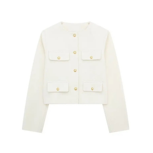 Cropped straight jacket with large buttons