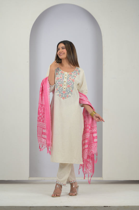 Heritage Embroidered Cotton Ethnic Set