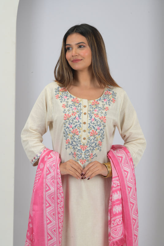 Heritage Embroidered Cotton Ethnic Set