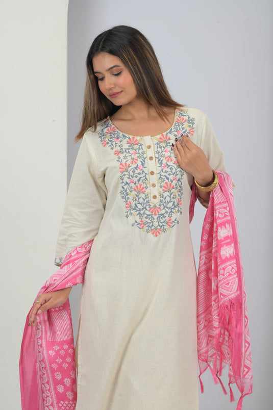 Heritage Embroidered Cotton Ethnic Set