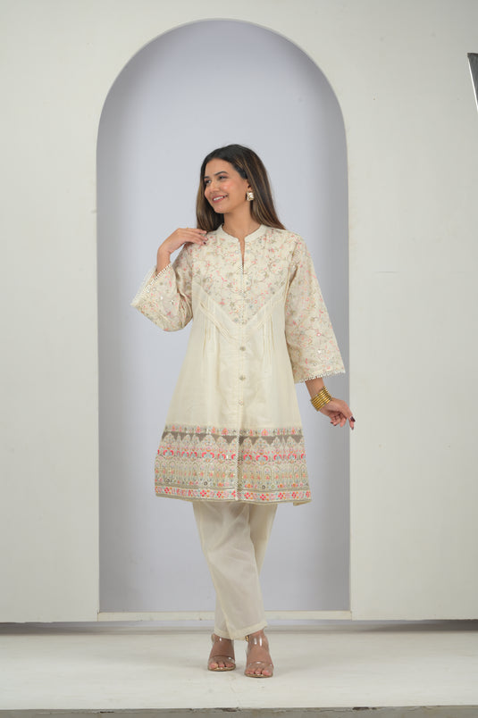 Artisanal Cotton Embroidered Suit Set