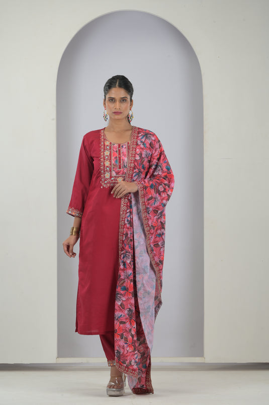 Regal Maroon Heritage Kurta Ensemble