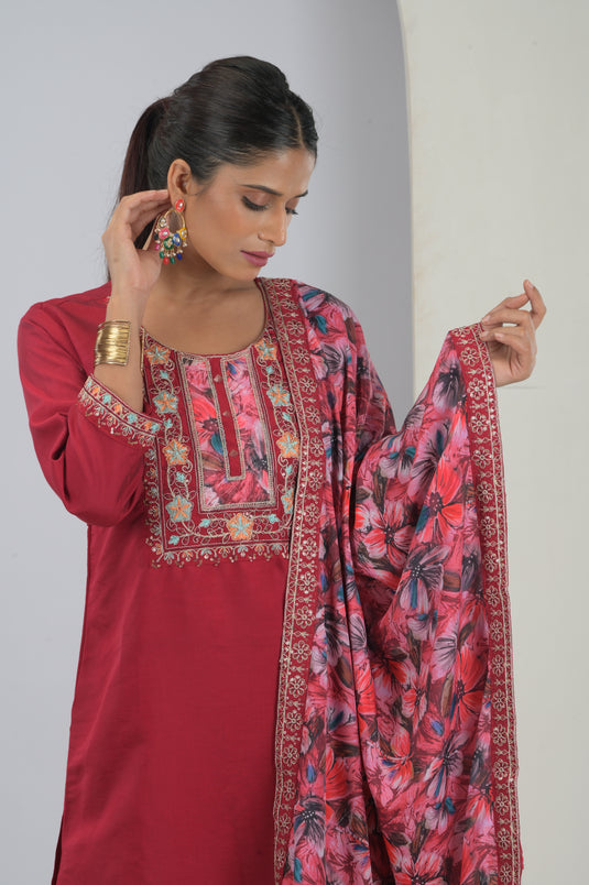 Regal Maroon Heritage Kurta Ensemble