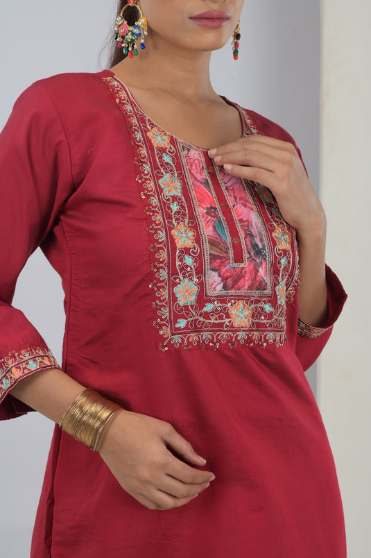 Regal Maroon Heritage Kurta Ensemble