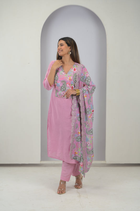 Cotton Bloom Embroidered 3-Piece Set