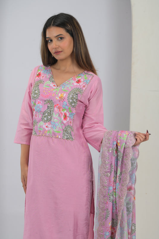 Cotton Bloom Embroidered 3-Piece Set