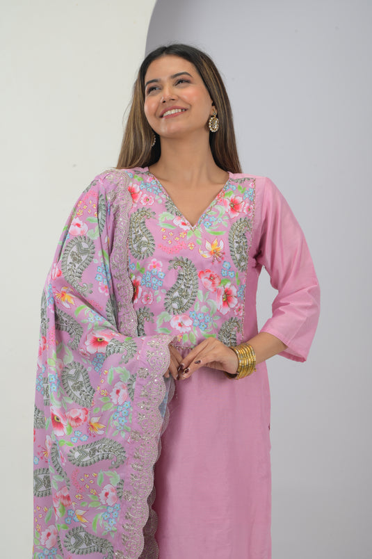 Cotton Bloom Embroidered 3-Piece Set