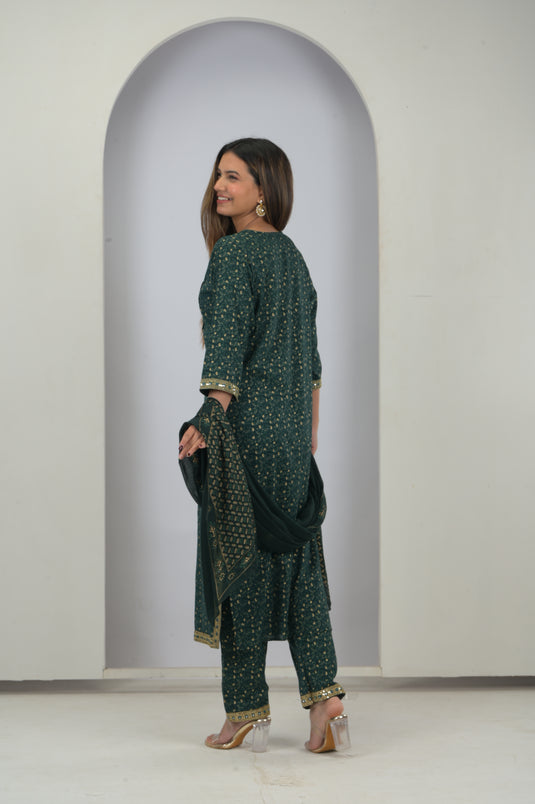 Olive Luxe Embroidered Rayon Set