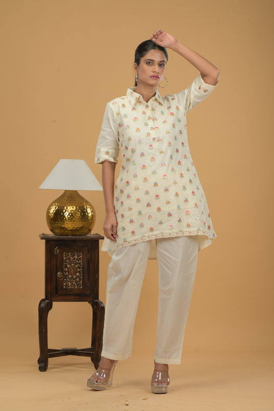 Eternal Blossom Floral Cotton Tunic & Trouser Set