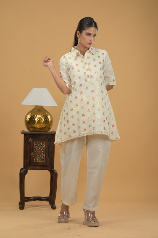 Eternal Blossom Floral Cotton Tunic & Trouser Set