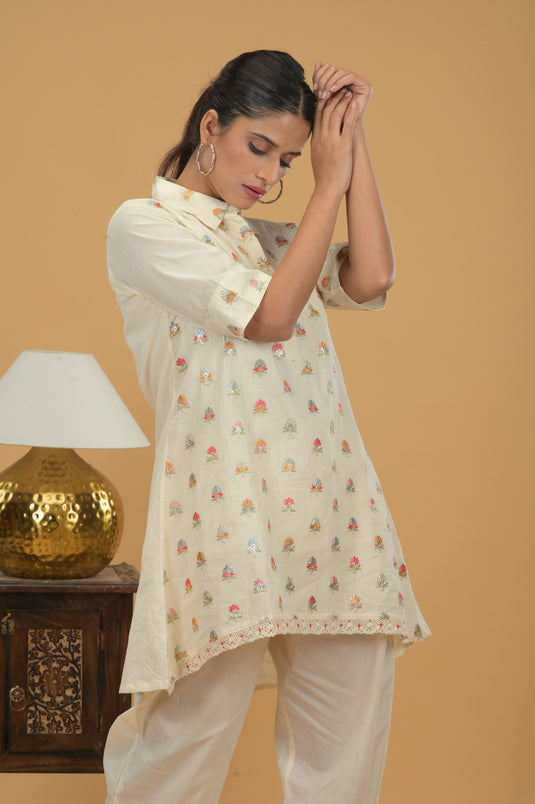 Eternal Blossom Floral Cotton Tunic & Trouser Set